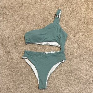 Elegant One-Shoulder Teal Swimsuit